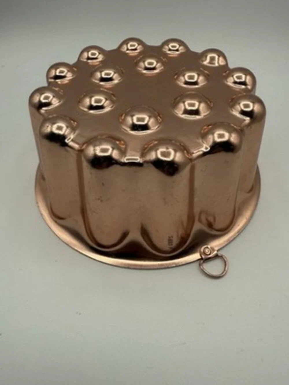 Vintage Copper Mold Round with Dotted Pattern 4 Cups Collectible